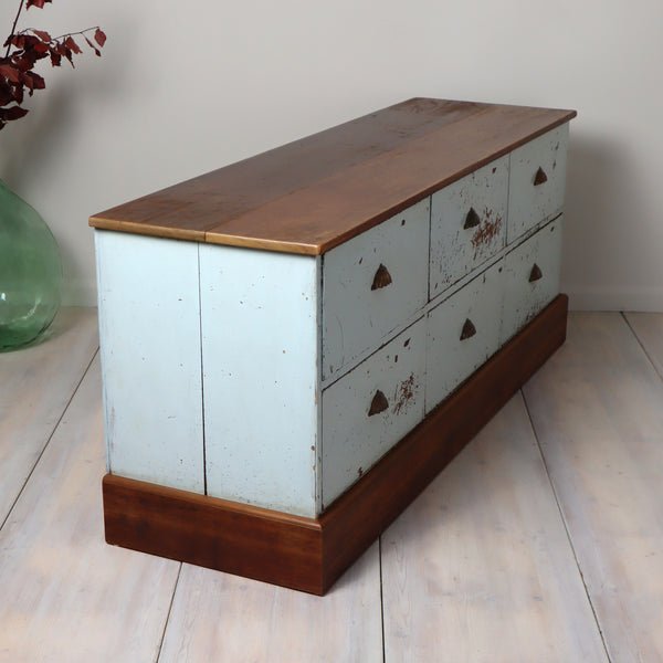Vintage Rustic Painted Shop Chest of Drawers Sideboard 2310g