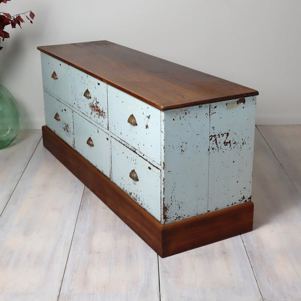 Vintage Rustic Painted Shop Chest of Drawers Sideboard 2310g