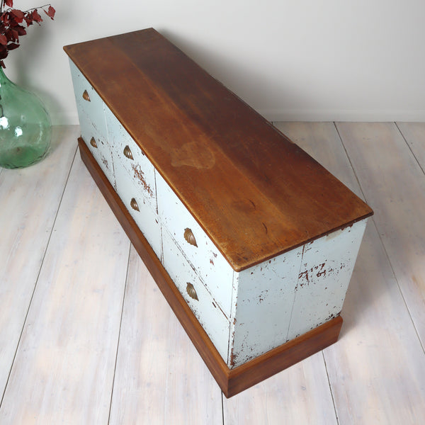 Vintage Rustic Painted Shop Chest of Drawers Sideboard 2310g