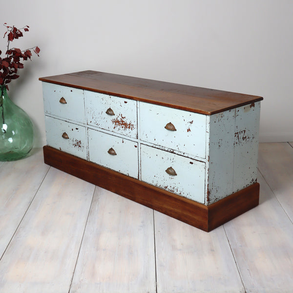 Vintage Rustic Painted Shop Chest of Drawers Sideboard 2310g