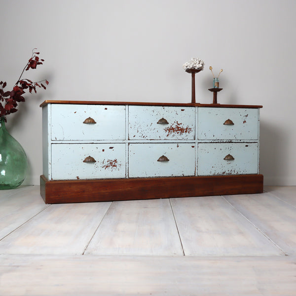 Vintage Rustic Painted Shop Chest of Drawers Sideboard 2310g