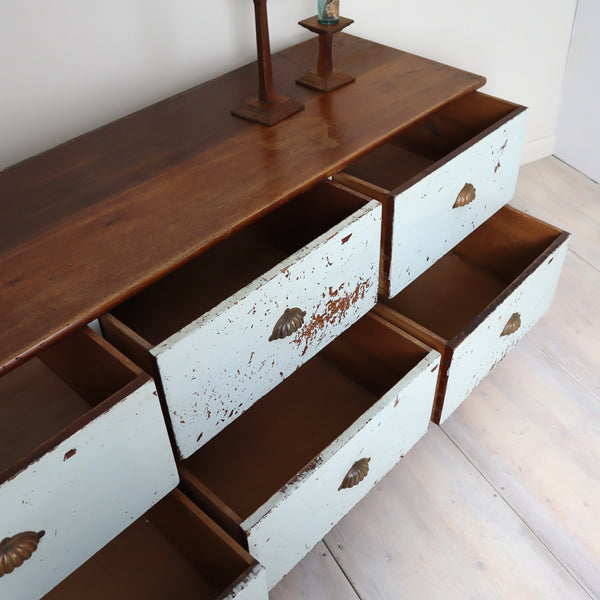 Vintage Rustic Painted Shop Chest of Drawers Sideboard 2310g