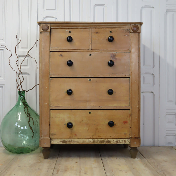 vintage_rustic_pine_chest_of_drawers_country_house