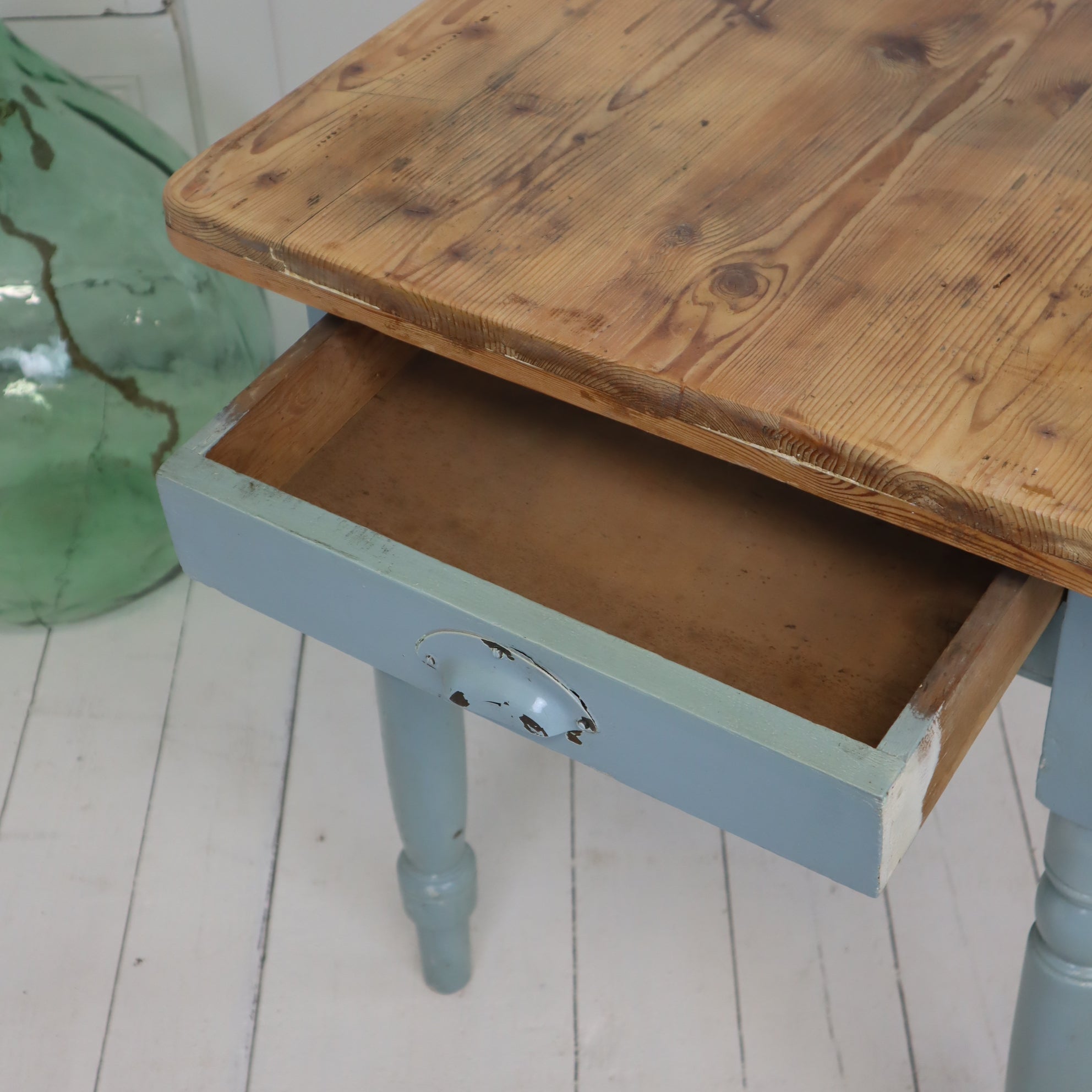Small Antique Rustic Pine Original Painted Kitchen Table 0312a ...