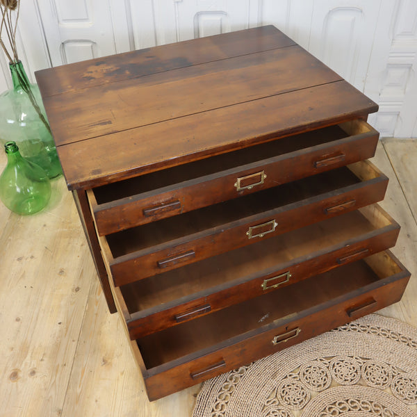 Vintage Plan Chest Map Drawers 1801h