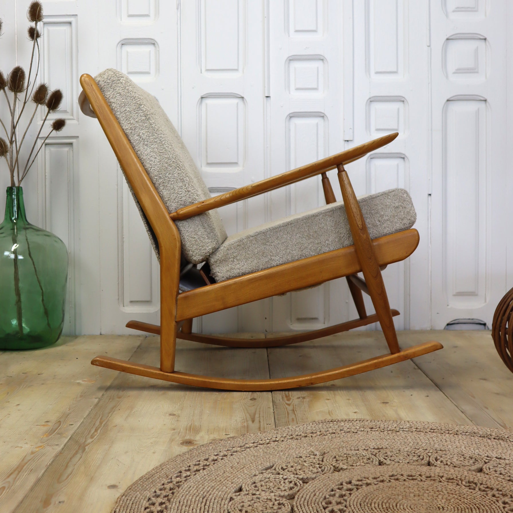 Mid Century Scandart Elm Rocking Nursing Armchair 1905d – Mustard Vintage