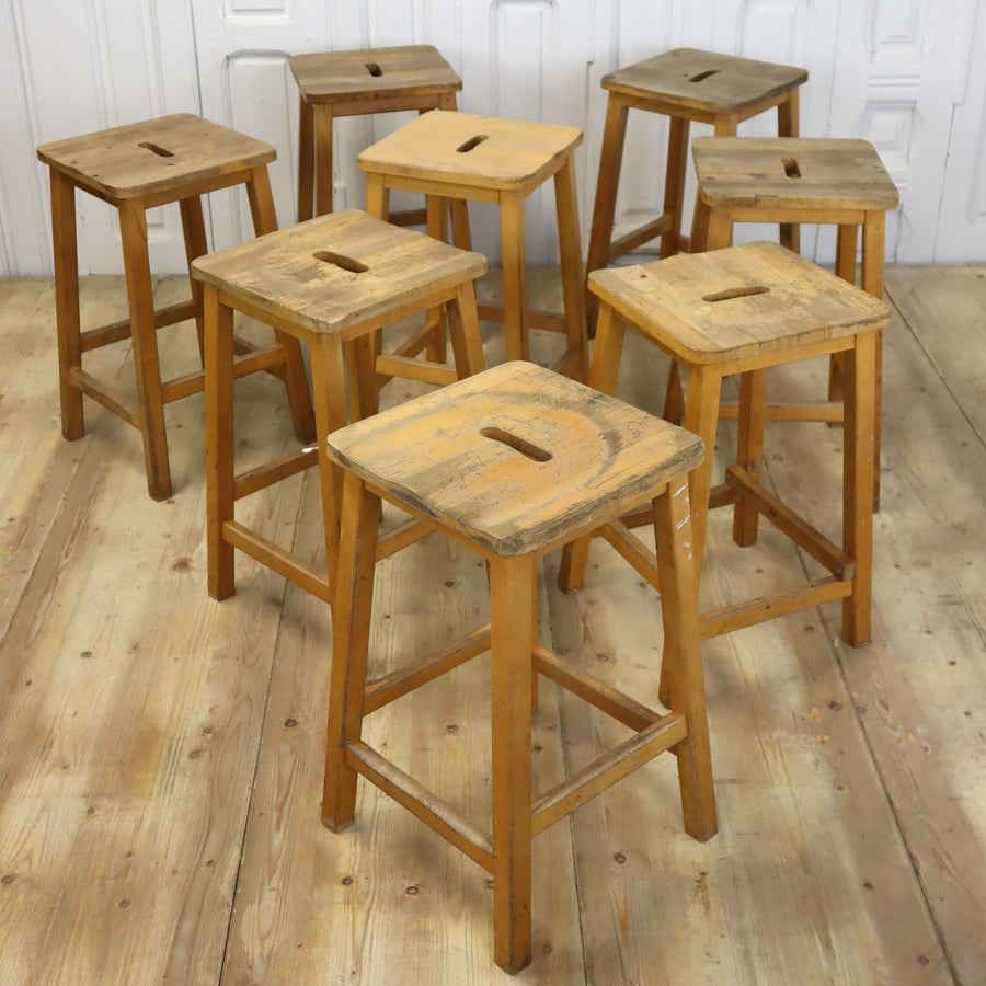 Vintage School Wooden Lab Stools 1801p – Mustard Vintage