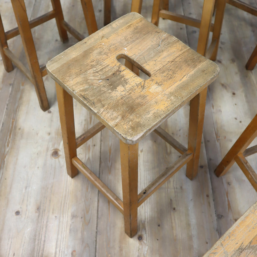Vintage School Wooden Lab Stools 1801p – Mustard Vintage