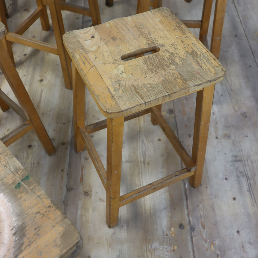 Vintage School Wooden Lab Stools 1801p – Mustard Vintage