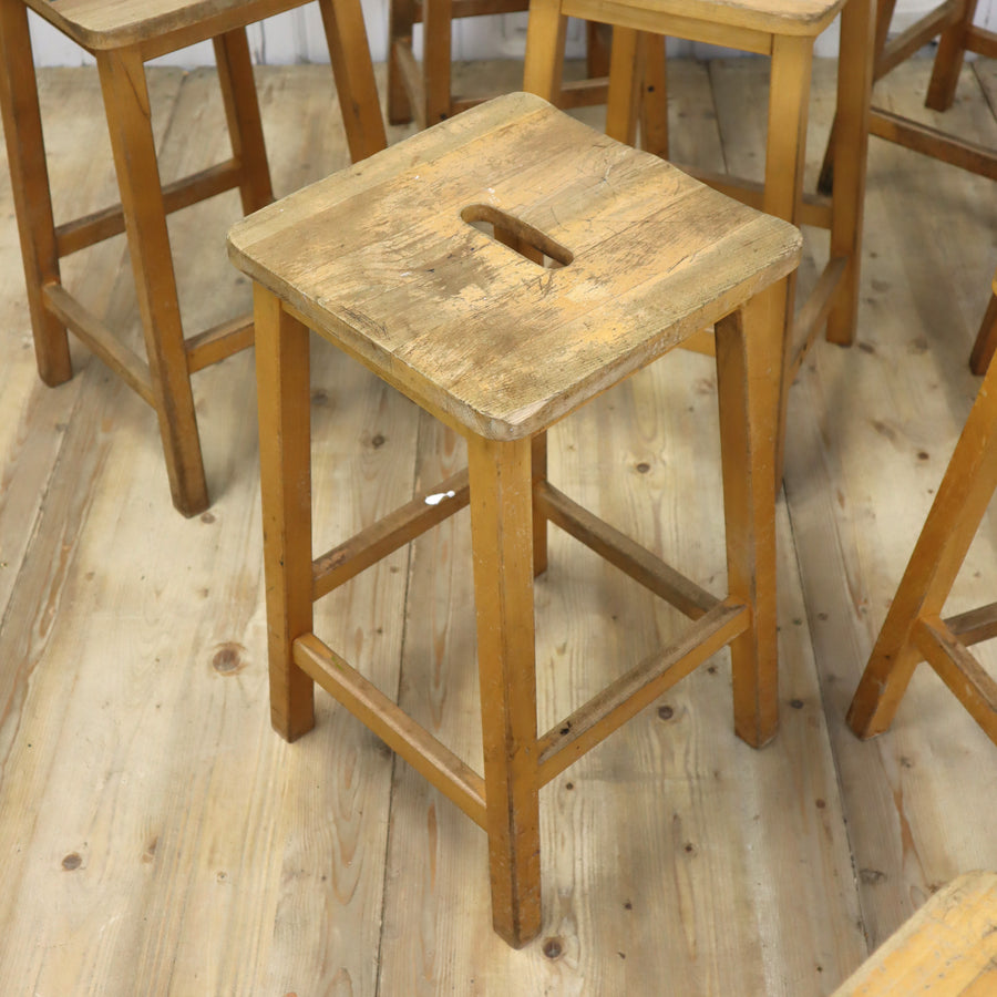 Vintage School Wooden Lab Stools 1801p – Mustard Vintage
