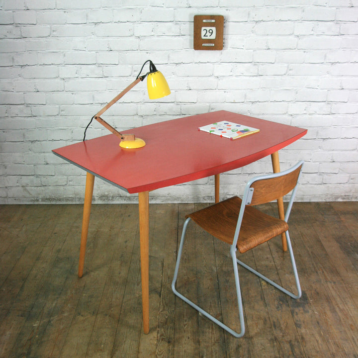 Vintage 1950s red formica vintage table or desk