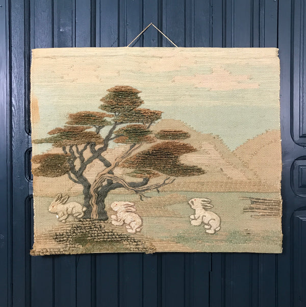 Vintage Macrame 'Trees & Mountains' Wall Hanging