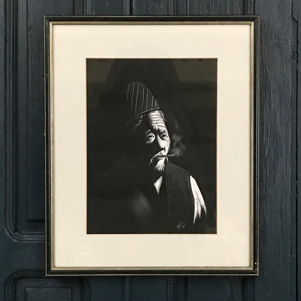 Vintage 'Peruvian' Hand Painted Portrait Framed #3