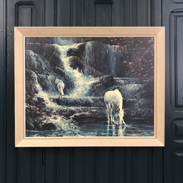 Mid Century 'Blue Waterfall' Framed Print