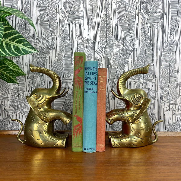 Vintage Brass Elephant Bookends