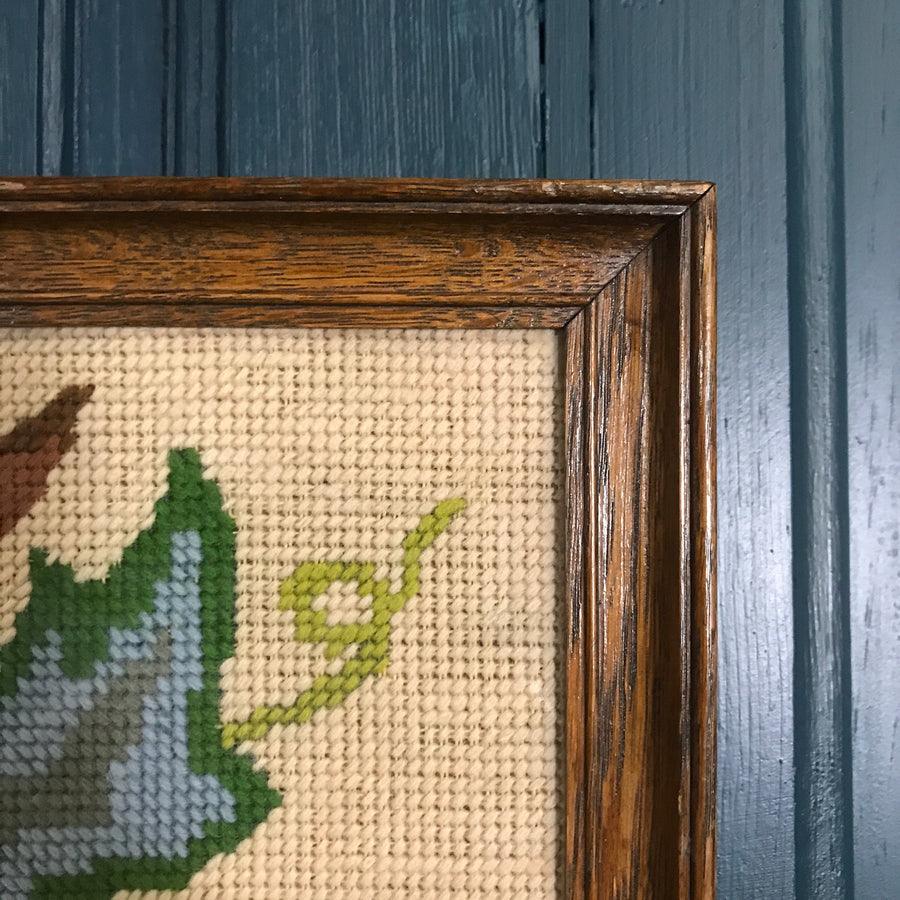 Mid Century Bird of Paradise Framed Needlework