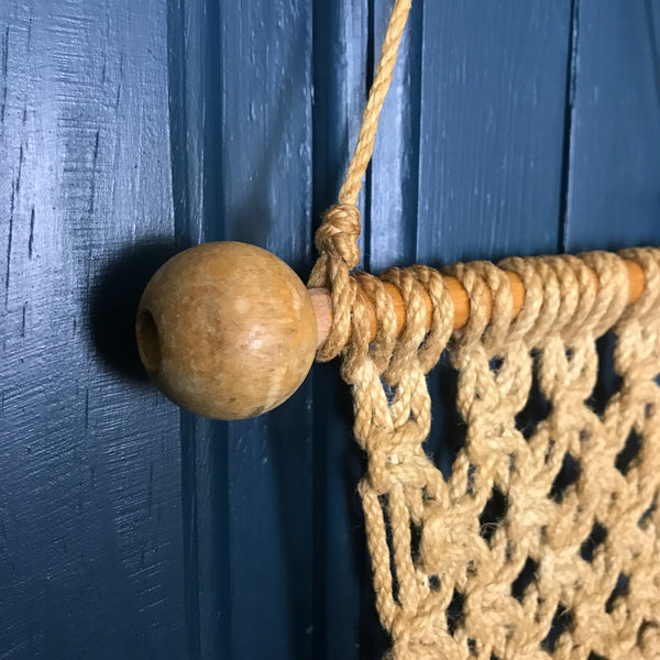 Vintage Boho Ceramic & Macrame Hanging Planter