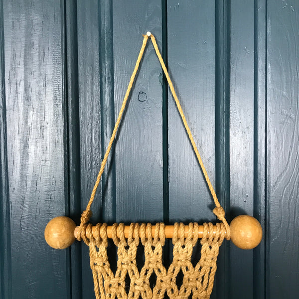 Vintage Boho Ceramic & Macrame Hanging Planter
