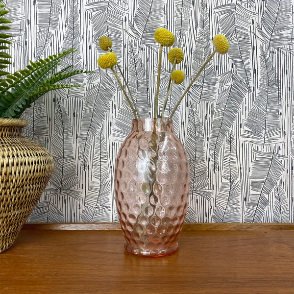 Vintage Pink Glass Bubble Vase
