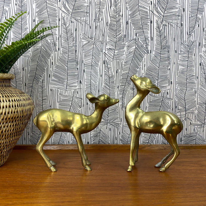 Vintage Brass Pair of Fawns/Deer