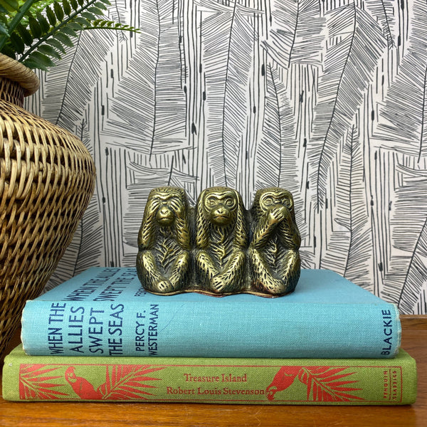 Vintage Brass Three Wise Monkeys Ornament - A1a