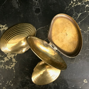 Vintage Brass Clam Shell Trinket Boxes