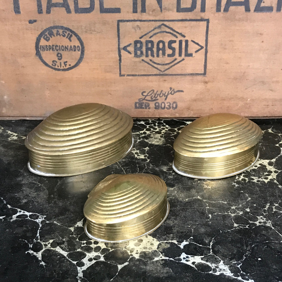 Vintage Brass Clam Shell Trinket Boxes