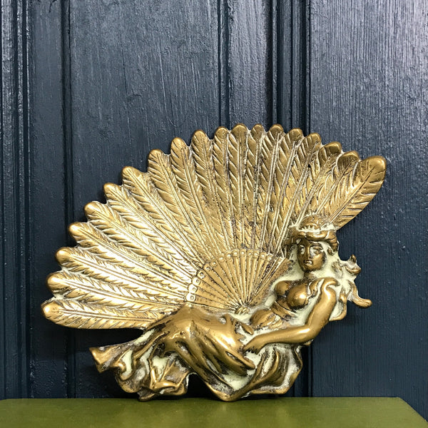 Vintage Brass 'Lady & Fan' Soap Dish
