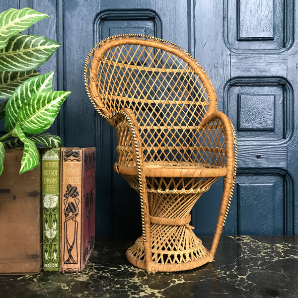 Vintage Miniature Boho Peacock Chair Planter #1