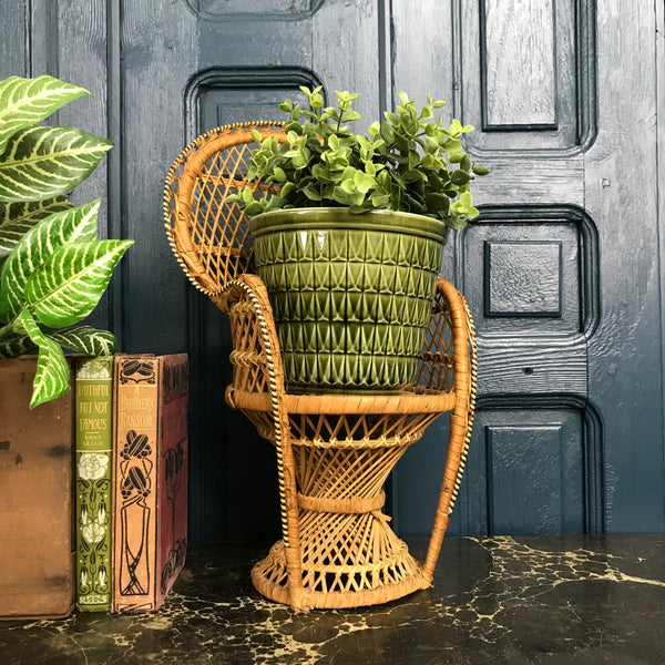 Vintage Miniature Boho Peacock Chair Planter #1