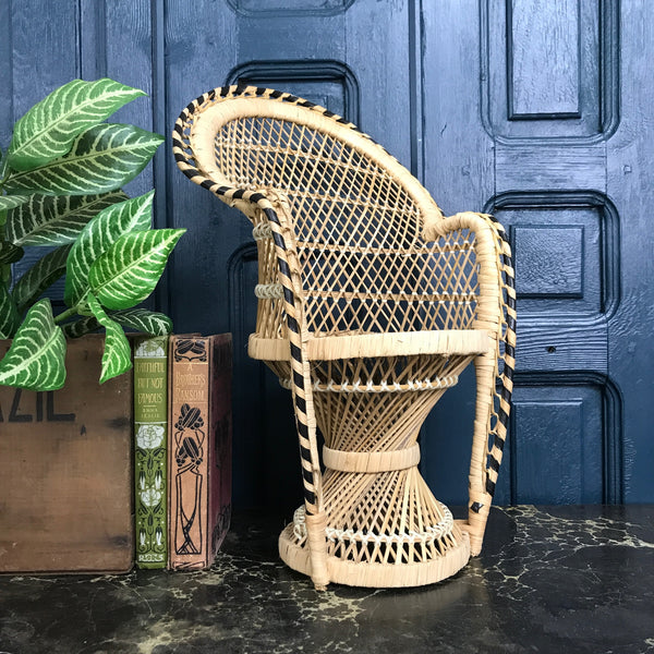 Vintage Miniature Boho Peacock Chair Planter #2