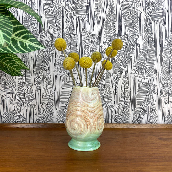 Art Deco Pink/Green Vase - Swirl