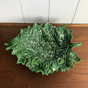 Large Vintage Cabbage Leaf Fruit Bowl
