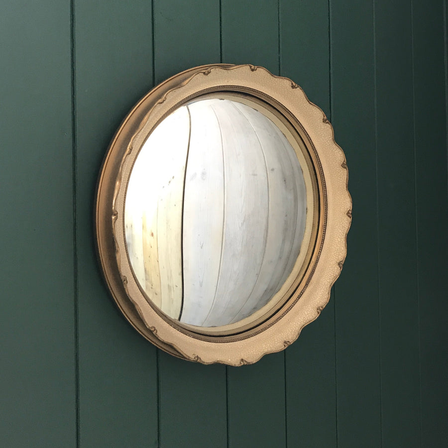 Vintage Cream / Gold 1920's Convex Mirror