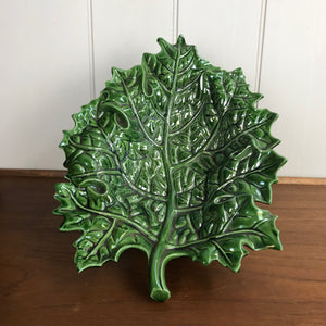 Large Vintage Cabbage Leaf Fruit Bowl