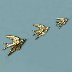 Trio of Brass Mid Century Flying Swallows