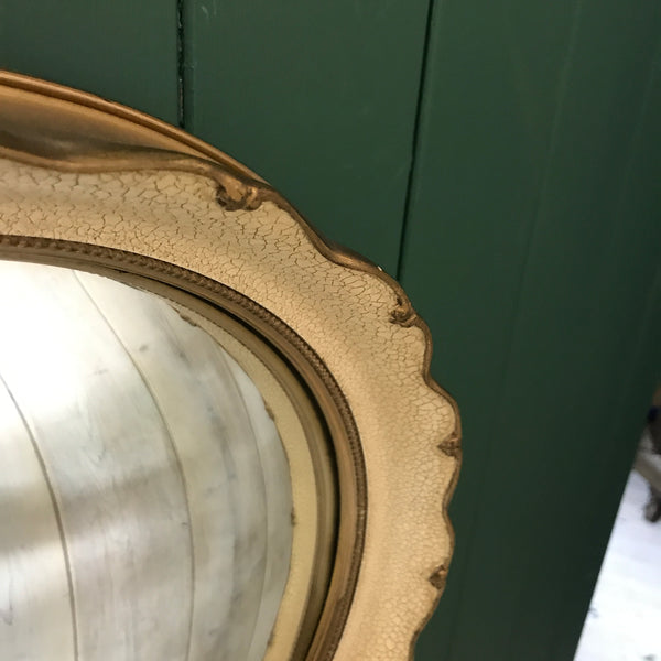 Vintage Cream / Gold 1920's Convex Mirror