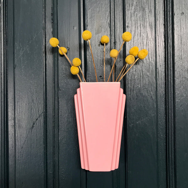 Pastel Pink Art Deco Ceramic Wall Vase