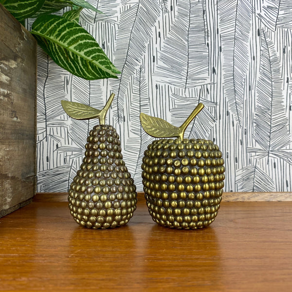 Vintage Studded Brass Apple & Pear - A1a