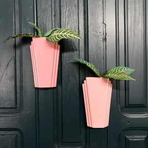 Pastel Pink Art Deco Ceramic Wall Vase