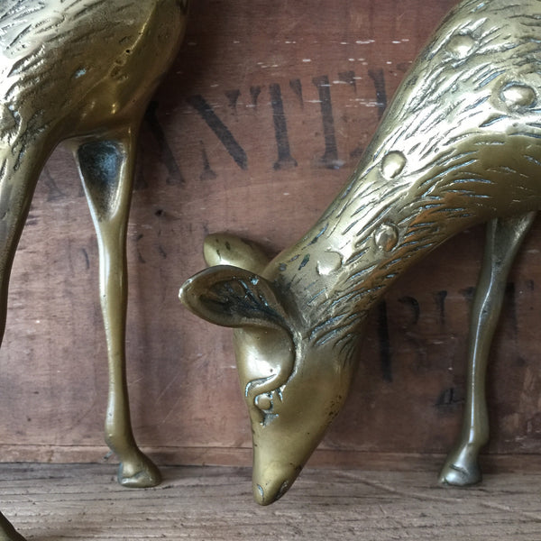 *LARGE* Mid Century Brass Pair of Deer