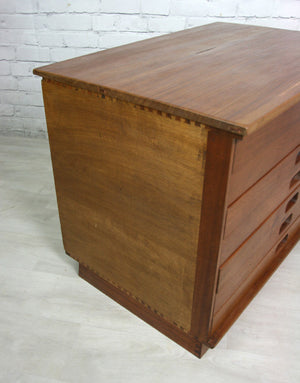 Vintage industrial reclaimed Iroko school plan chest (large) - Restored to order