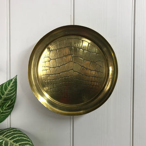 Vintage Brass Plate/Wall Plaque - Crocodile Skin