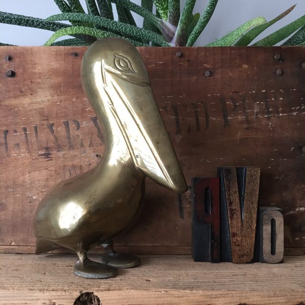 Vintage Brass Pelican Ornament