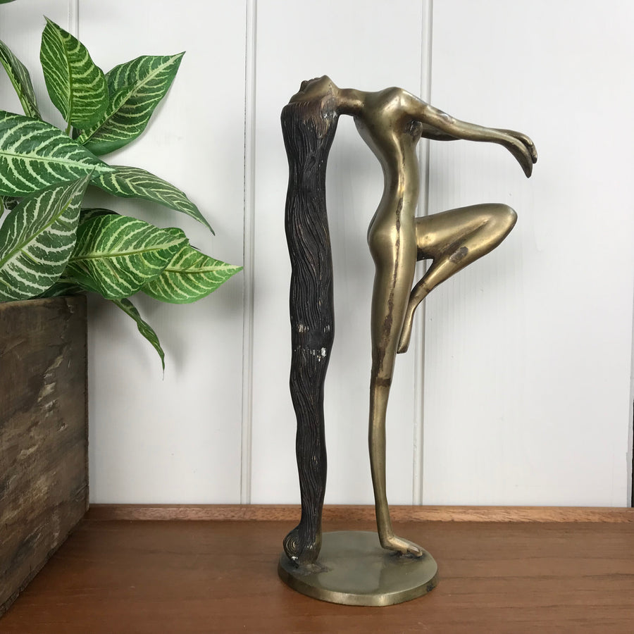 Mid Century Brass Lady Sculpture
