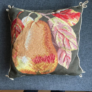 Vintage Embroidered Pear Cushion