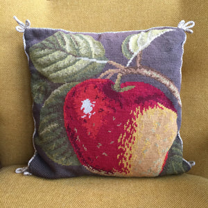 Vintage Embroidered Apple Cushion
