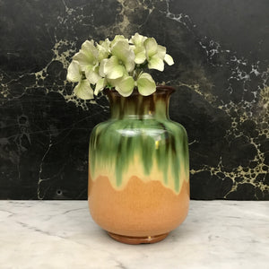 Vintage Mid Century Ceramic Vase - peach/green