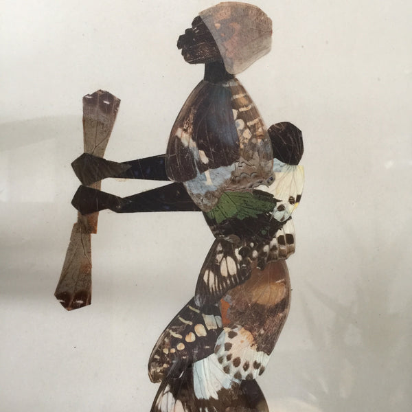 Framed Vintage African Lady Butterfly Collage #2