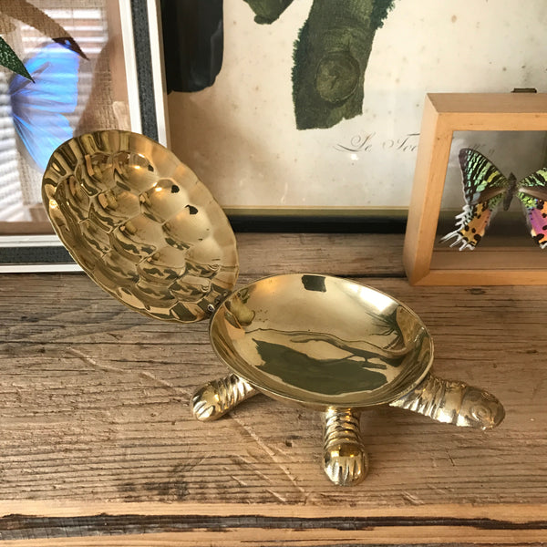 Vintage Brass Tortoise Trinket Box